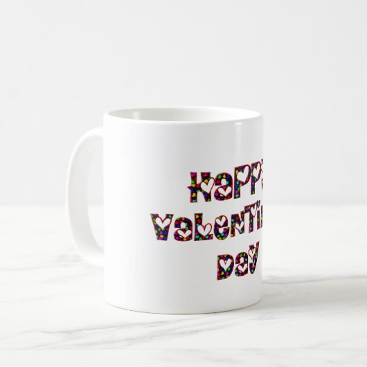 Happy Valentine Liebe hört Typografie Niedlich Kaffeetasse (Vorderseite Links)