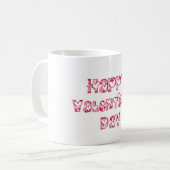 Happy Valentine Liebe hört Typografie Pink Kaffeetasse (Vorderseite Links)