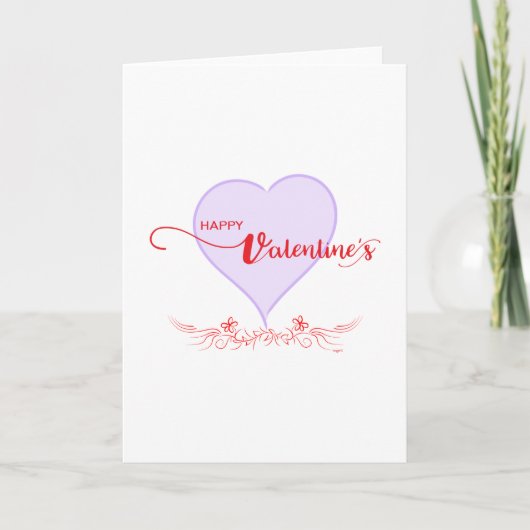 Happy-Valentine-Lila-Herz-Wirbel Feiertagskarte (Vorderseite)