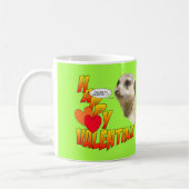 Happy Valentine Meerkat Cust. Tasse zwei Herzen (Links)