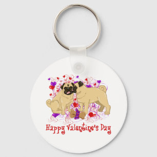 Happy Valentine Mops Küssen T-Shirts Schlüsselanhänger
