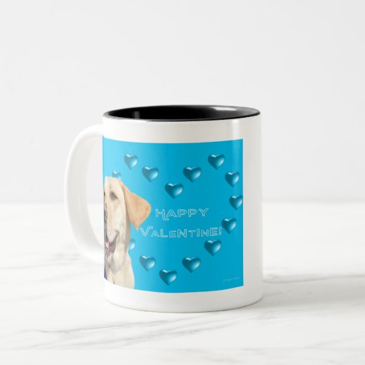 Happy Valentine Niedlich Labrador Zwei-Tone-Kaffee Zweifarbige Tasse (Vorderseite Links)