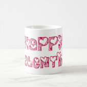 Happy Valentine Niedlich Pink Liebe Hört Text Kaffeetasse (Mittel)