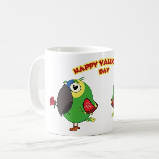 HAPPY VALENTINE PARROT KAFFEETASSE (Vorderseite Links)