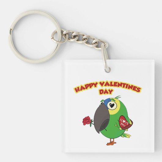 happy valentine parrot schlüsselanhänger (Vorderseite)