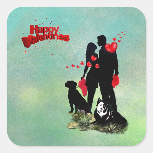 Happy Valentine Quadratischer Aufkleber (Vorderseite)