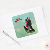 Happy Valentine Quadratischer Aufkleber (Umschlag)