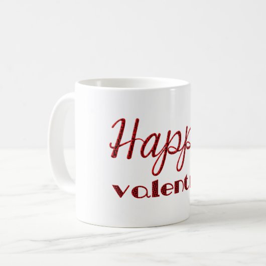 Happy Valentine Red Black Cupid Typografie Kaffeetasse (Vorderseite Links)
