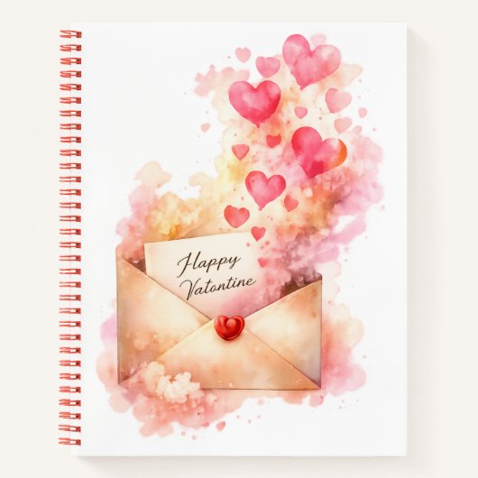 Happy Valentine Romantic Love Notebook Notizblock (Vorderseite)