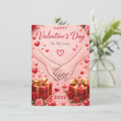 Happy Valentine’s Day 2026 Romantic Love Greeting Karte (Stehend Vorderseite)