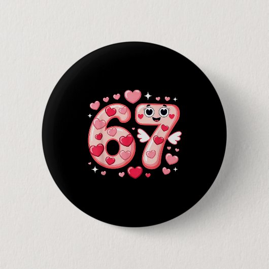 Happy Valentine’s Day 67 Meme Hearts Coquette Bow  Button (Vorderseite)