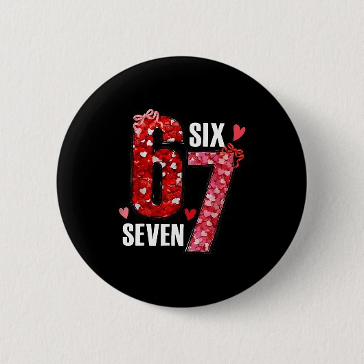 Happy Valentine’s Day 67 Meme Hearts Coquette Bow Button (Vorderseite)