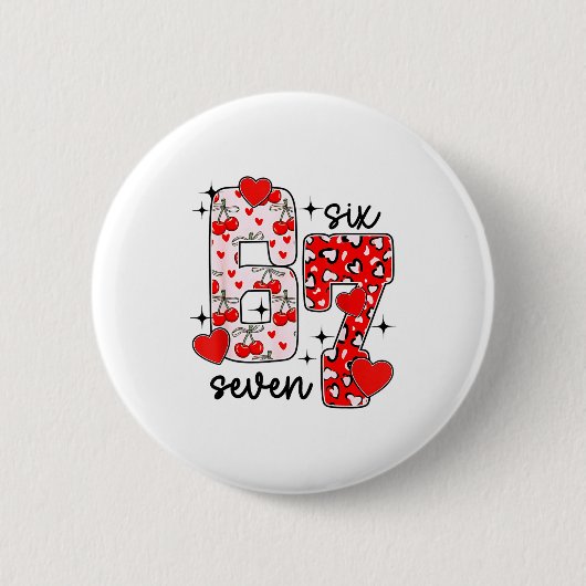 Happy Valentine’s Day 67 Meme Hearts Coquette Bow  Button (Vorderseite)