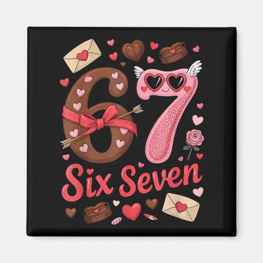 Happy Valentine’s Day 67 Meme Hearts Coquette Bow Magnet (Vorne)