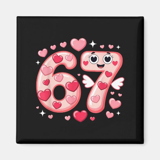 Happy Valentine’s Day 67 Meme Hearts Coquette Bow Magnet (Vorne)