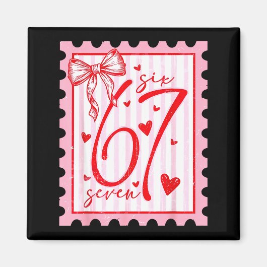 Happy Valentine’s Day 67 Meme Hearts Coquette Bow  Magnet (Vorne)