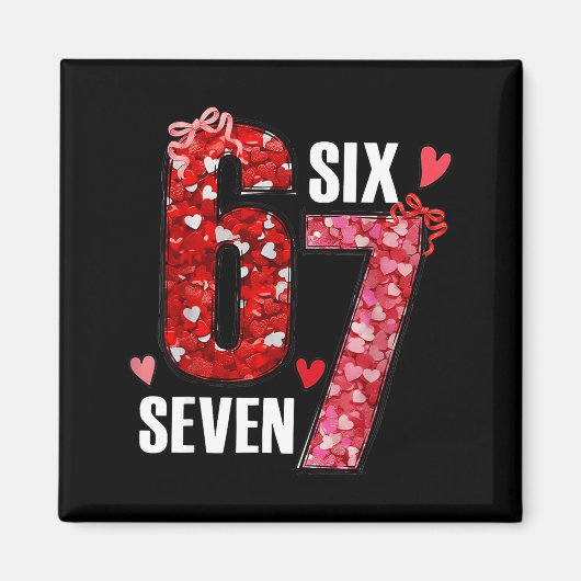 Happy Valentine’s Day 67 Meme Hearts Coquette Bow  Magnet (Vorne)
