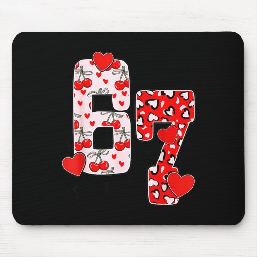 Happy Valentine’s Day 67 Meme Hearts Coquette Bow Mousepad (Vorne)