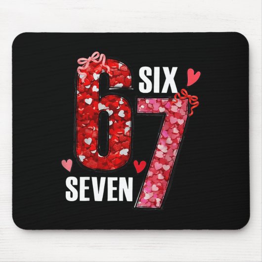 Happy Valentine’s Day 67 Meme Hearts Coquette Bow Mousepad (Vorne)