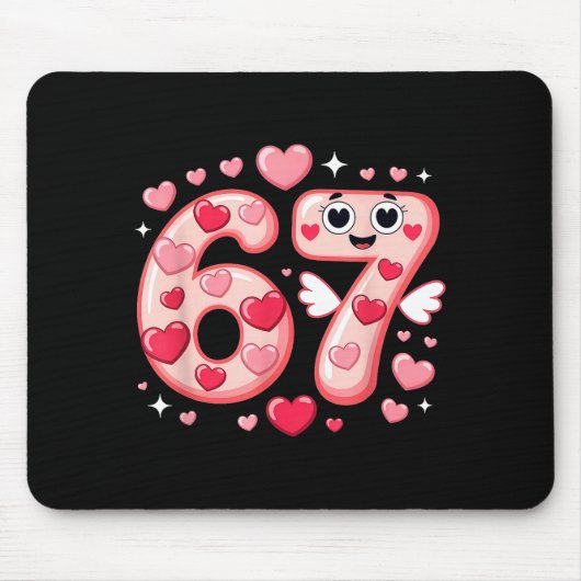 Happy Valentine’s Day 67 Meme Hearts Coquette Bow Mousepad (Vorne)