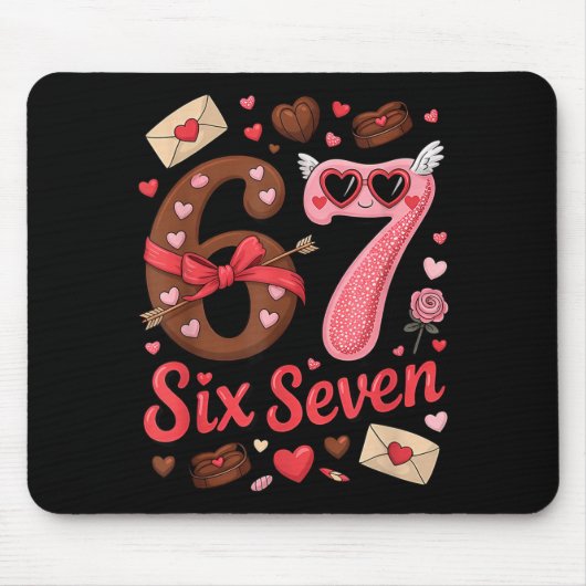 Happy Valentine’s Day 67 Meme Hearts Coquette Bow  Mousepad (Vorne)