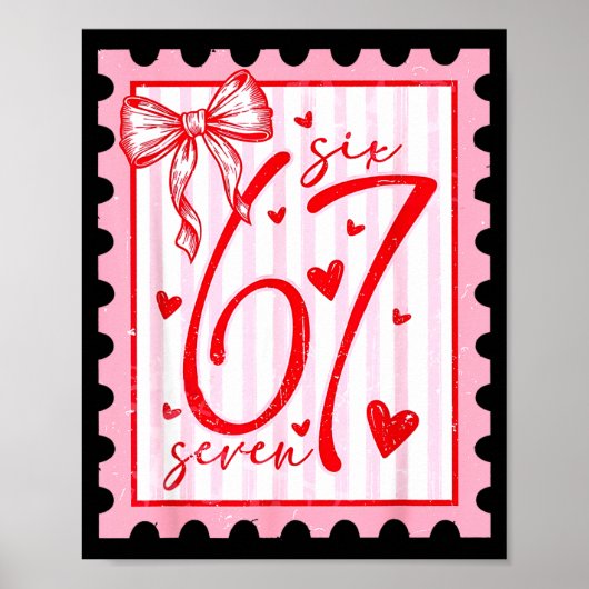 Happy Valentine’s Day 67 Meme Hearts Coquette Bow  Poster (Vorne)