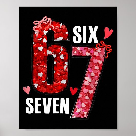 Happy Valentine’s Day 67 Meme Hearts Coquette Bow Poster (Vorne)