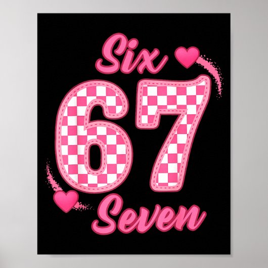 Happy Valentine’s Day 67 Meme Hearts Coquette Bow  Poster (Vorne)