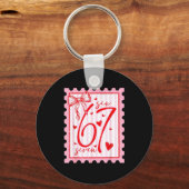 Happy Valentine’s Day 67 Meme Hearts Coquette Bow  Schlüsselanhänger (Vorderseite)