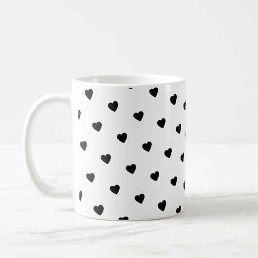 Happy Valentine’s Day Black Heart Design Kaffeetasse (Links)