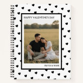 Happy Valentine’s Day Black Heart Design love Notizblock (Vorderseite)
