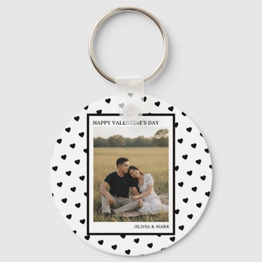 Happy Valentine’s Day Black Heart Design love Schlüsselanhänger (Vorderseite)