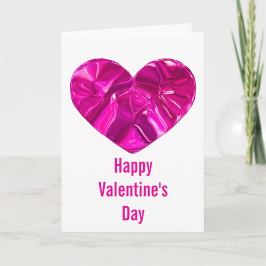 Happy Valentine’s Day Card Cute Pink Heart Karte (Vorderseite)