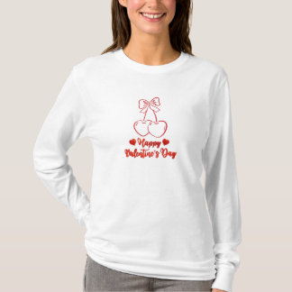 Happy Valentine’s Day Cherry Love Design T-Shirt