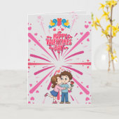 Happy Valentine’s Day Cute Couple Illustration  Karte (Gelbe Blume)