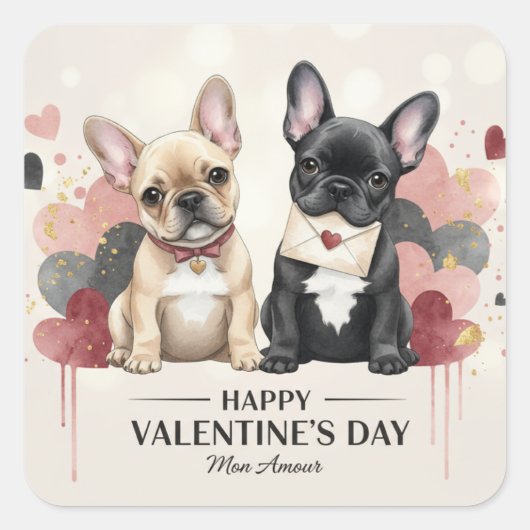 Happy Valentine’s Day French Bulldog Sticker (Vorderseite)