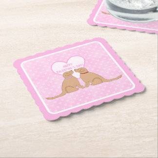 Happy Valentine’s Day Golden Dogs Flat Card Untersetzer