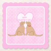 Happy Valentine’s Day Golden Dogs Flat Card Untersetzer (Vorderseite)