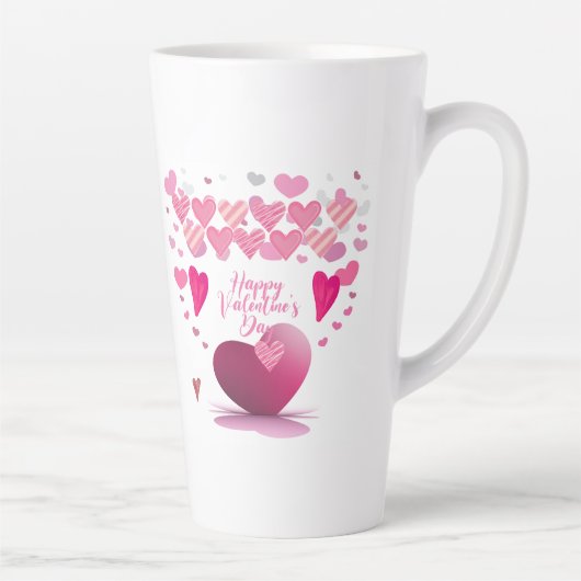Happy Valentine’s Day Heart Pattern Latte Mug Milchtasse (Rechts)