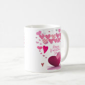 Happy Valentine’s Day Heart Pattern Mug Kaffeetasse (VorderseiteRechts)
