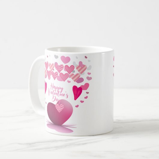 Happy Valentine’s Day Heart Pattern Mug Kaffeetasse (Vorderseite Links)