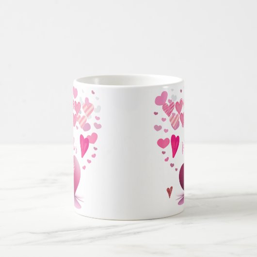 Happy Valentine’s Day Heart Pattern Mug Kaffeetasse (Mittel)
