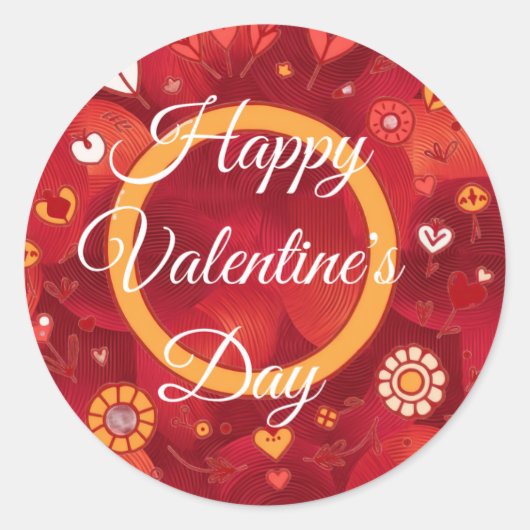 Happy Valentine’s Day Heart Pattern Sticker (Vorderseite)