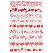 Happy Valentine’s Day Hearts Romantic Holiday Mittlere Geschenktüte (Vorderseite)