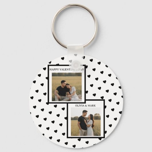 Happy Valentine’s Day Keychain Black Heart Custom  Schlüsselanhänger (Vorderseite)