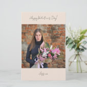 Happy Valentine`s Day Modern Script Foto Briefpapier (Stehend Vorderseite)