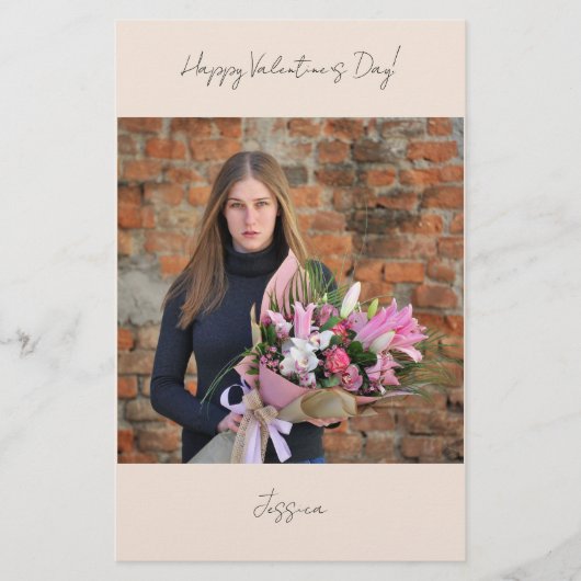 Happy Valentine`s Day Modern Script Foto Briefpapier (Vorderseite)