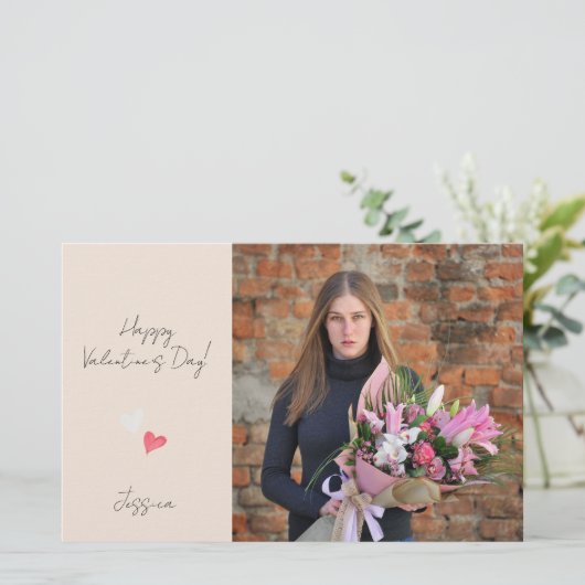 Happy Valentine`s Day Modern Script Foto Briefpapier (Stehend Vorderseite)