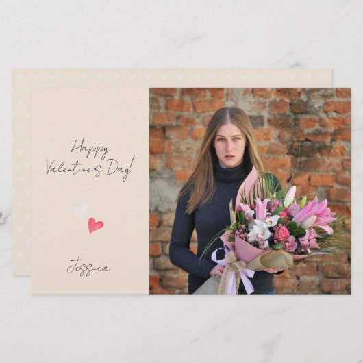 Happy Valentine`s Day Modern Script Foto Briefpapier (Vorne/Hinten)