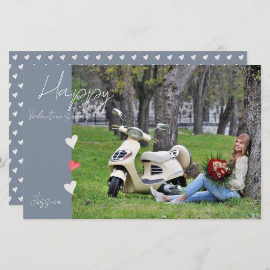 Happy Valentine`s Day Modern Script Foto Briefpapier (Vorne/Hinten)